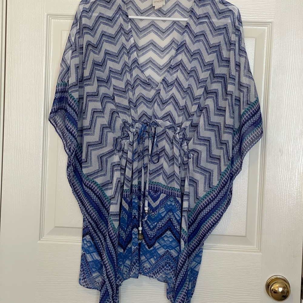 Chico's Blue and White Patterned Kimono